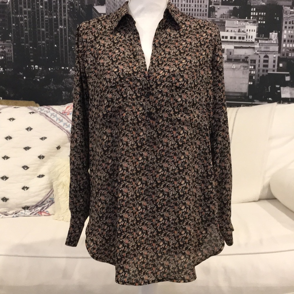 PLEIONE Printed Button Down Blouse